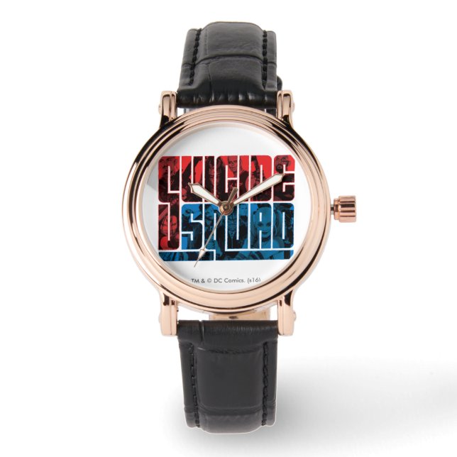 Suicide Squad | Rote und blaue Logos Armbanduhr (Vorderseite)