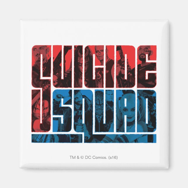 Suicide Squad | Rote und blaue Logos Magnet (Vorne)
