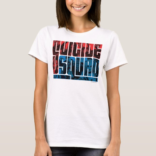 Suicide Squad | Rote und blaue Logos T-Shirt (Vorderseite)