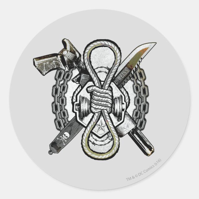 Suicide Squad | Slipknot Waffen Tattoo Art Runder Aufkleber (Vorderseite)