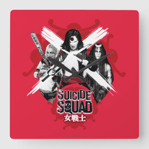 Suicide Squad   Squad Girls "Female Warrior" Quadratische Wanduhr