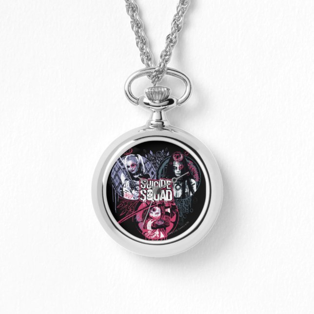 Suicide Squad | Squad Girls Graffiti Abzeichen Armbanduhr (Vorderseite)