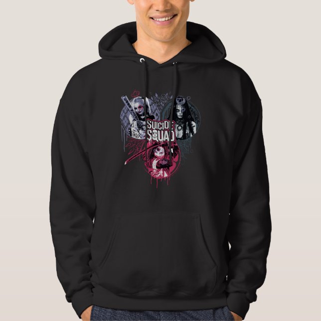 Suicide Squad | Squad Girls Graffiti Abzeichen Hoodie (Vorderseite)