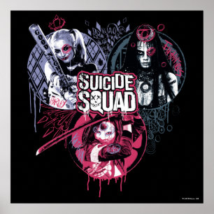 Suicide Squad Squad Girls Graffiti Abzeichen Poster