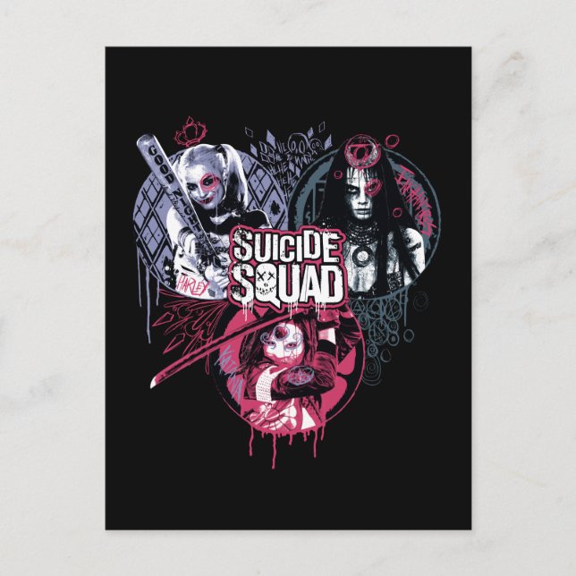 Suicide Squad | Squad Girls Graffiti Abzeichen Postkarte (Vorderseite)