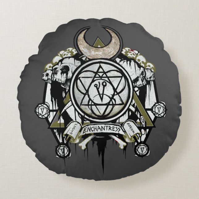 Suicide Squad | Symbole der Verzauberung Tattoo Ar Rundes Kissen (Vorderseite)