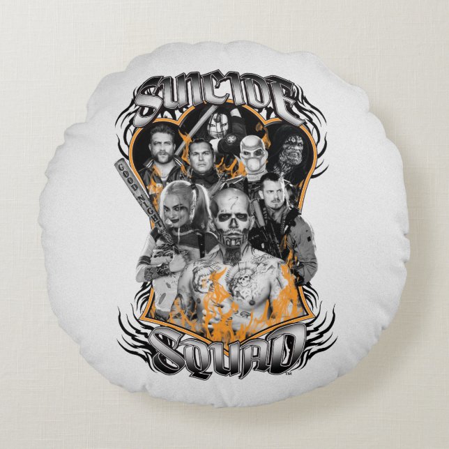 Suicide Squad | Task Force X Stamm Tattoo Rundes Kissen (Vorderseite)