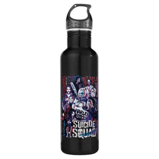 Suicide Squad | Task Force X Typografy Foto Edelstahlflasche (Vorderseite)