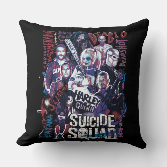 Suicide Squad | Task Force X Typografy Foto Kissen (Vorderseite)