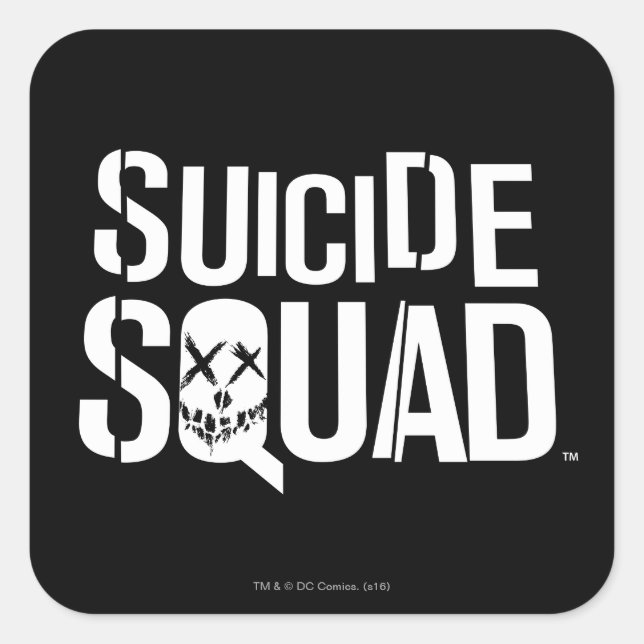 Suicide Squad | White Logo Quadratischer Aufkleber (Vorderseite)