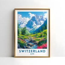 Suisse Alpes Travel Imprimer Poster Wall Art