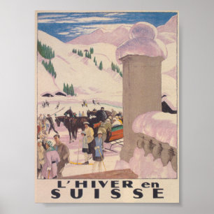 Suisse en hiver Poster Vintage voyage