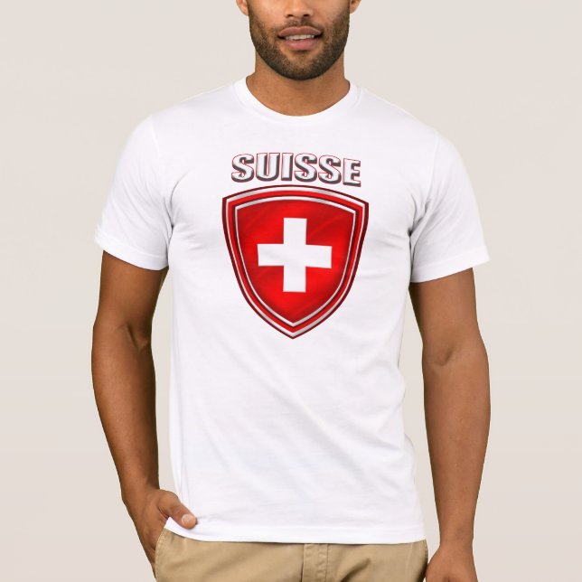 Suisse Logoschild-Emblemflagge von der Schweiz T-Shirt (Vorderseite)