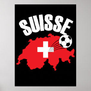 Suisse Switzerland Karte Fußball Poster
