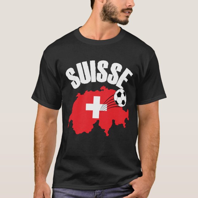 Suisse Switzerland Karte Fußball T-Shirt (Vorderseite)