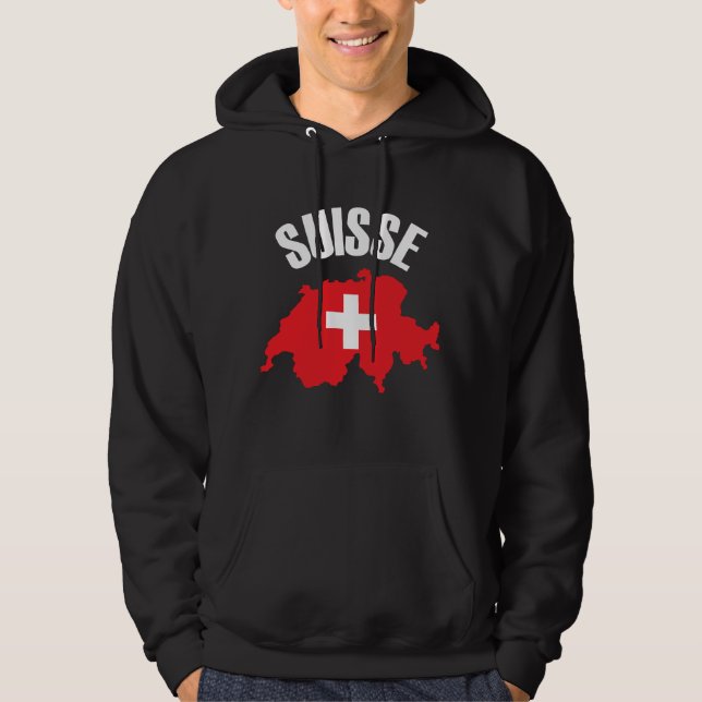 Suisse Switzerland Kartenflagge Hoodie (Vorderseite)