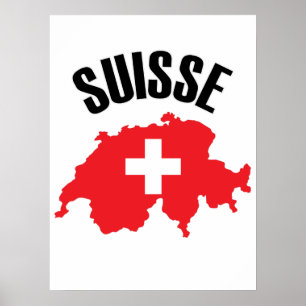 Suisse Switzerland Kartenflagge Poster