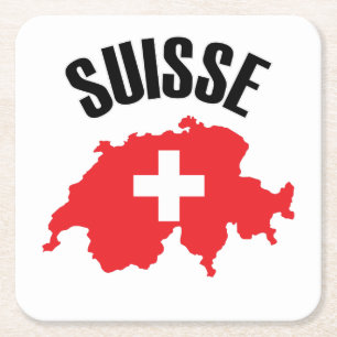 Suisse Switzerland Kartenflagge Rechteckiger Pappuntersetzer