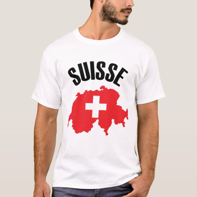 Suisse Switzerland Kartenflagge T-Shirt (Vorderseite)