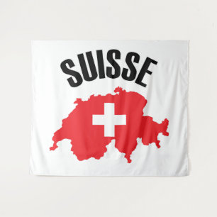 Suisse Switzerland Kartenflagge Wandteppich