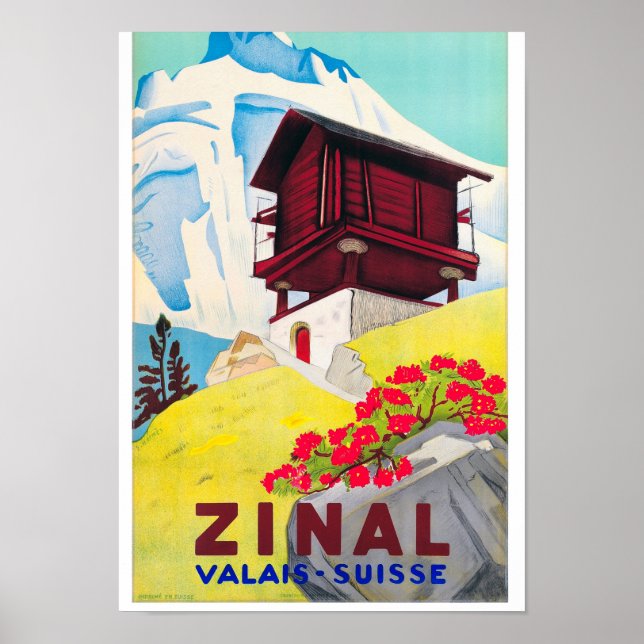 Suisse Zinal Poster Vintage voyage restauré (Devant)