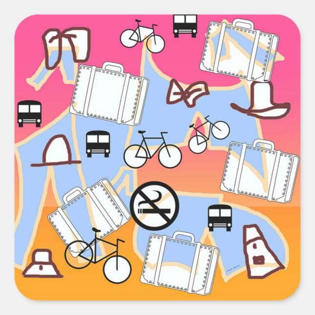 Suitcase wird reisen quadratischer aufkleber (Vorderseite)
