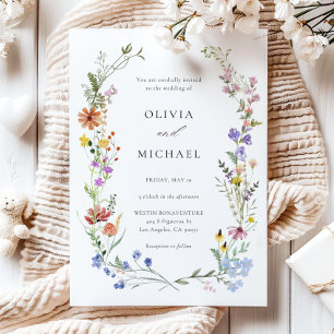 Suite, Wildblume Hochzeitsvorlage Einladung