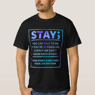 Suizid Bewusstseinsverhütung Semicolon Psychische T-Shirt