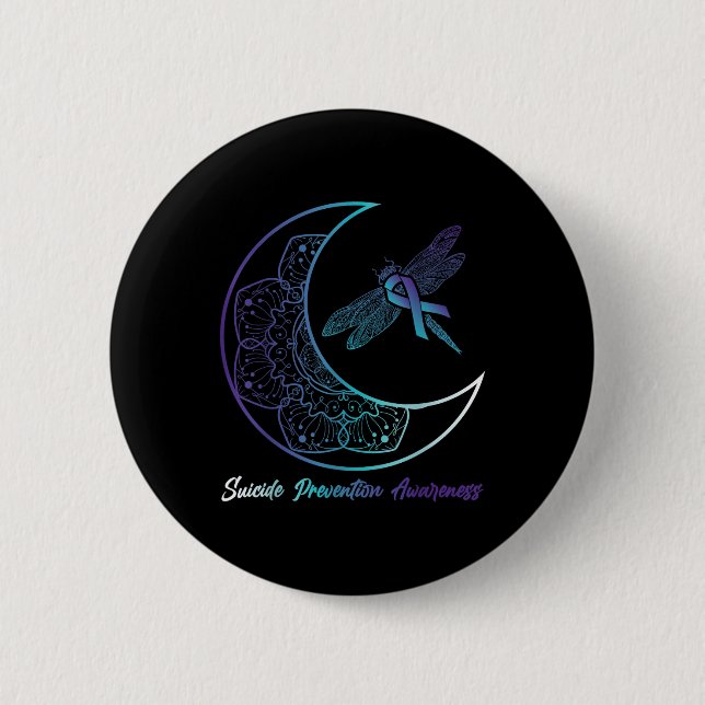 Suizid Depression Moon Dragonfly Prevention Aware Button (Vorderseite)