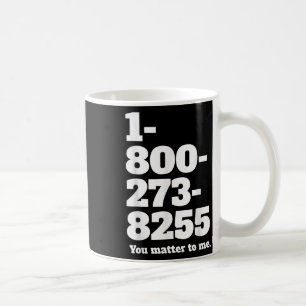 Suizid Hotline-Nummer Kaffeetasse