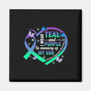 Suizid Prävention Awareness I Wear Teal Purple Fo Magnet