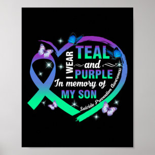 Suizid Prävention Awareness I Wear Teal Purple Fo Poster