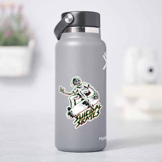 Suizidale Skate Red Green - 4" Kiss Cut Vinyl Aufkleber (HydroFlask)