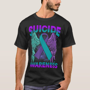 Suizidbewusstsein Kleidung Wings Ribbon Suizid T-Shirt