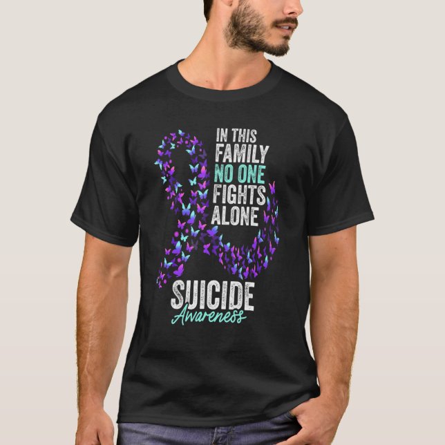 Suizidbewusstsein Monat Schmetterlinge Lila und Te T-Shirt (Vorderseite)