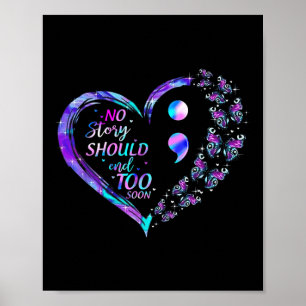 Suizidbewusstsein Schmetterlinge Herz Semicolon Sh Poster