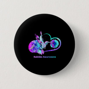 Suizidbewusstsein Shirt Sonnenblumen Herz Lila Button