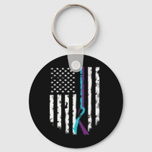 Suizidprävention American Flag Awareness Ribbon Schlüsselanhänger