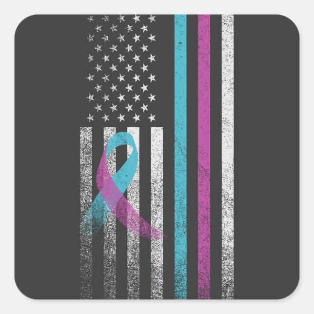 Suizidprävention Awareness Ribbon American Quadratischer Aufkleber (Vorderseite)