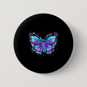 Suizidprävention Bewusstsein Aquamarines Lila Band Button