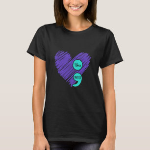 Suizidprävention Bewusstsein Aquamarines Lila Herz T-Shirt