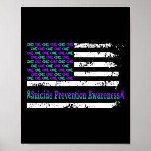 Suizidprävention Bewusstsein der USA Flagge Amerik Poster