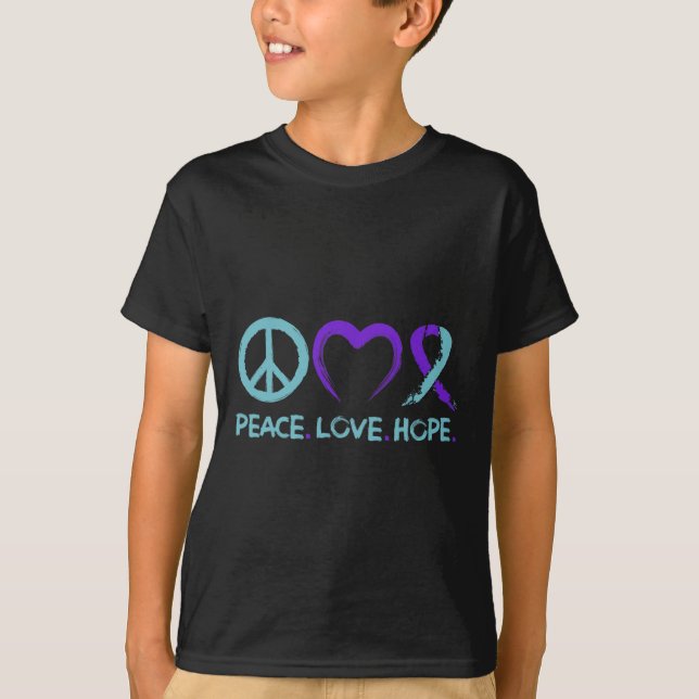 Suizidprävention Bewusstsein für Frieden Liebe Hof T-Shirt (Vorderseite)