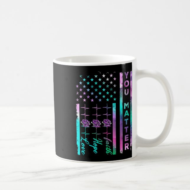 Suizidprävention Bewusstsein für Ihr Problem Ameri Kaffeetasse (Rechts)