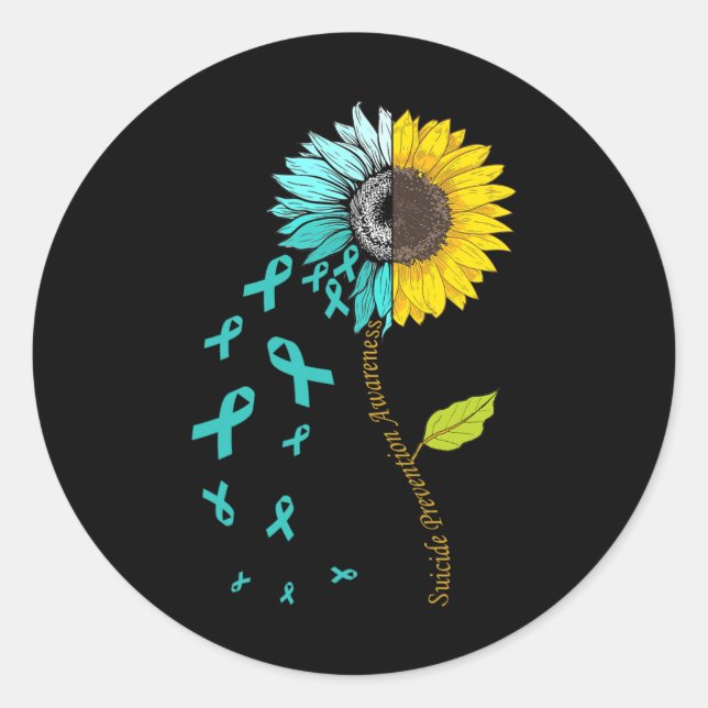Suizidprävention Bewusstsein für Sonnenblumen 1 Runder Aufkleber (Vorderseite)
