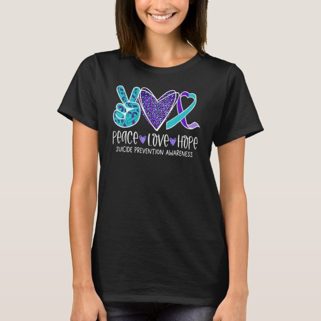 Suizidprävention Bewusstsein Leopard Herzrhythmus  T-Shirt (Vorderseite)