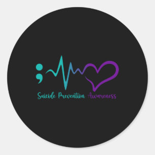 Suizidprävention Bewusstsein Monat Semikolon Herz Runder Aufkleber