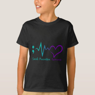 Suizidprävention Bewusstsein Monat Semikolon Herz T-Shirt