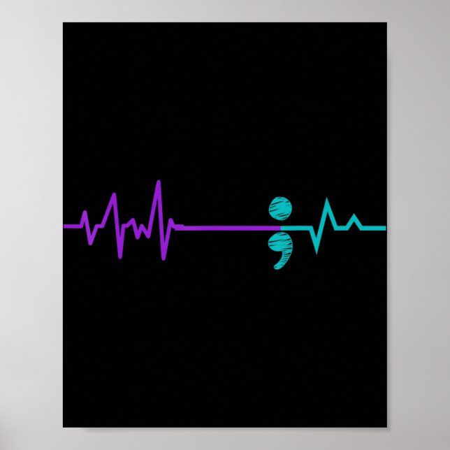 Suizidprävention Bewusstsein Semicolon Bleibe Poster (Vorne)