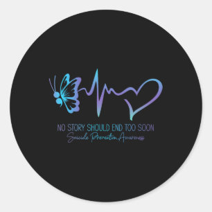 Suizidprävention Bewusstsein Semicolon Butterfly H Runder Aufkleber